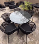 MESA MALIBU TEJIDA CON VIDRIO 120 CM REDONDA